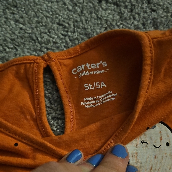 ❄️Carter's Orange Halloween Shirt #K - Picture 2 of 3